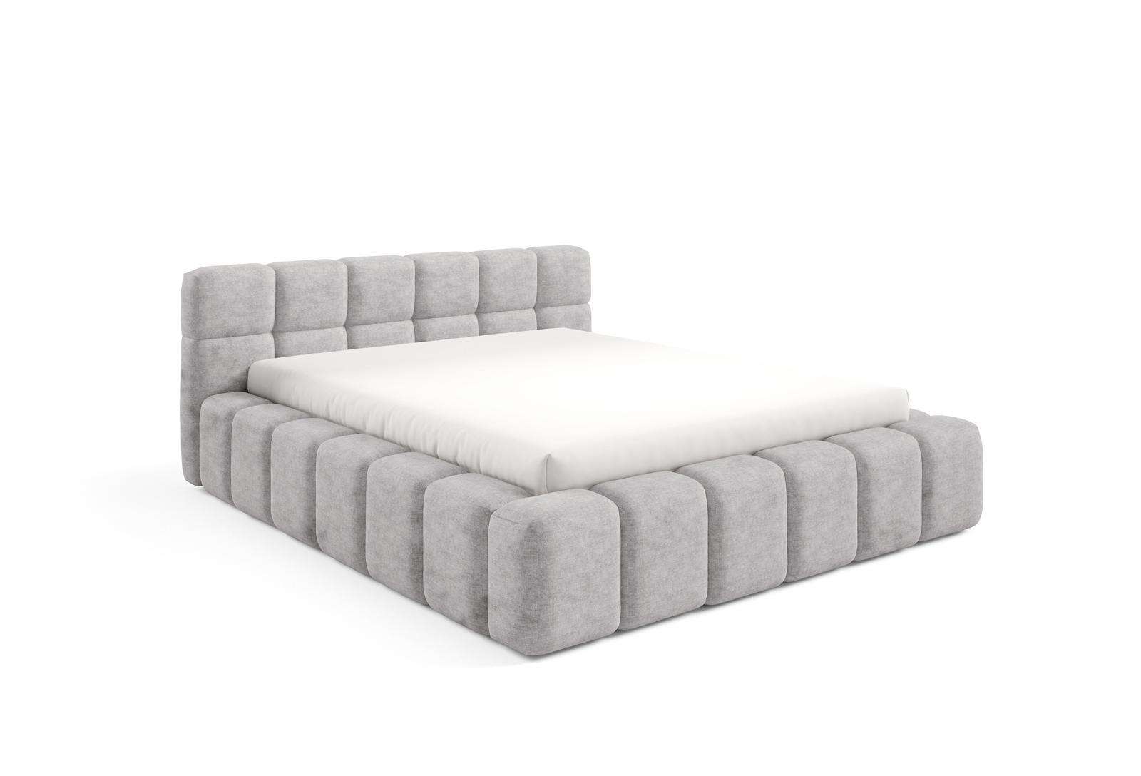 POLSTERBETT NUBO Premium 140x200 cm mit Bettkasten – PERFECT HARMONY 80 - Hellgrau, Holz (140/200cm) - Dekori_Interiors