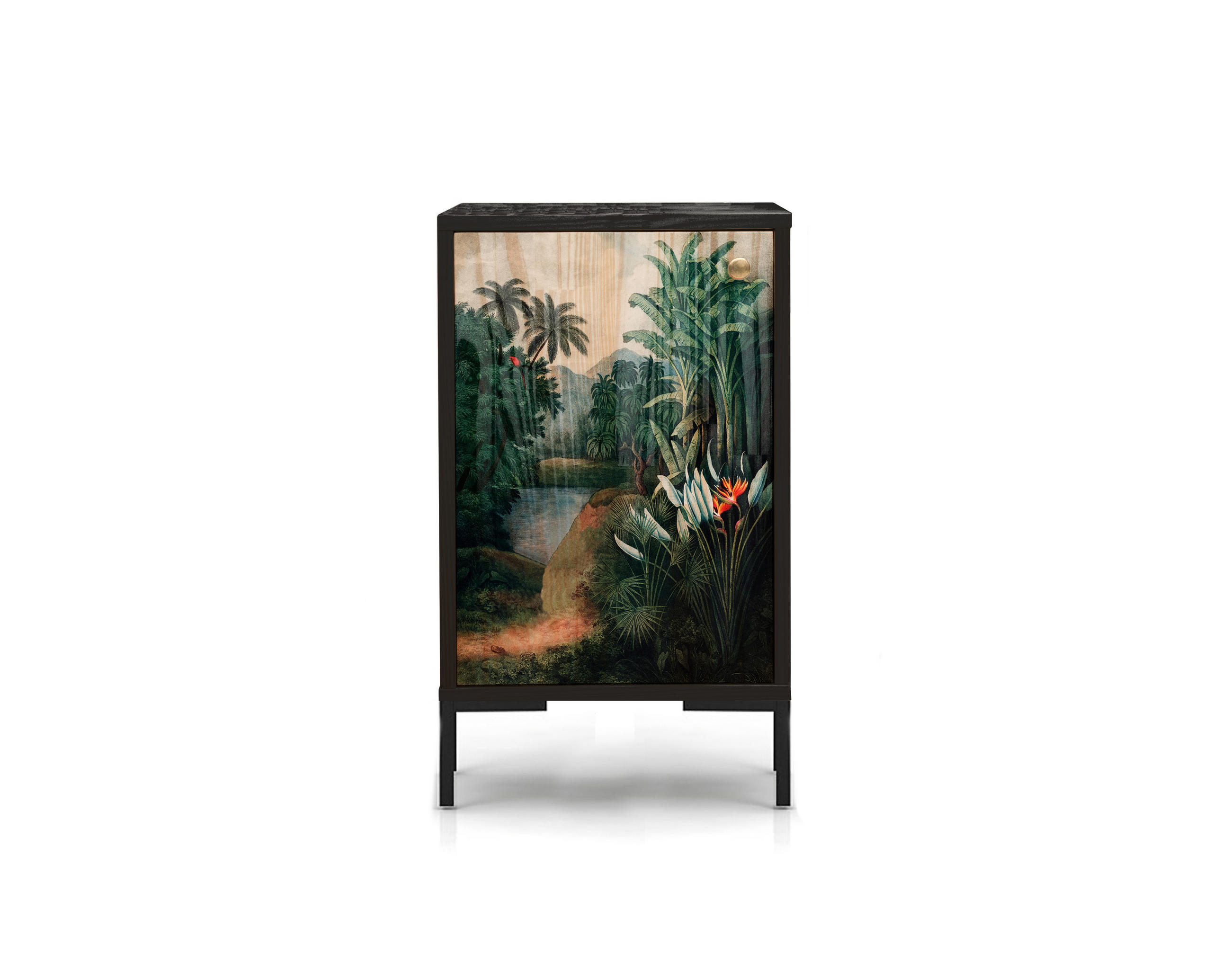 NACHTTISCH aus MDF mit Jungle-Druck TROPICAL JUNGLE - Multicolor/Schwarz, Holzwerkstoff (30/65/40cm) - RNT By Really Nice Things