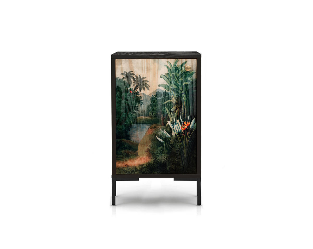 NACHTTISCH aus MDF mit Jungle-Druck TROPICAL JUNGLE - Multicolor/Schwarz, Holzwerkstoff (30/65/40cm) - RNT By Really Nice Things