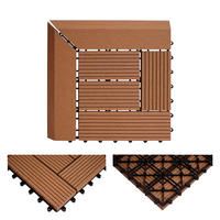 WPC ECK-BODENFLIESE + Abschluss 30x30cm Teak versetzt - Teakfarben, Kunststoff (30/30/2cm) - BERLINLODGE