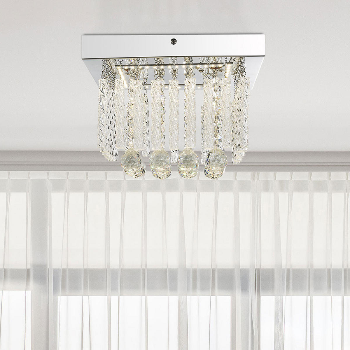 LED DECKENLEUCHTE MATHILDA Silber Chrom - Silberfarben, Glas (25/25/15cm)