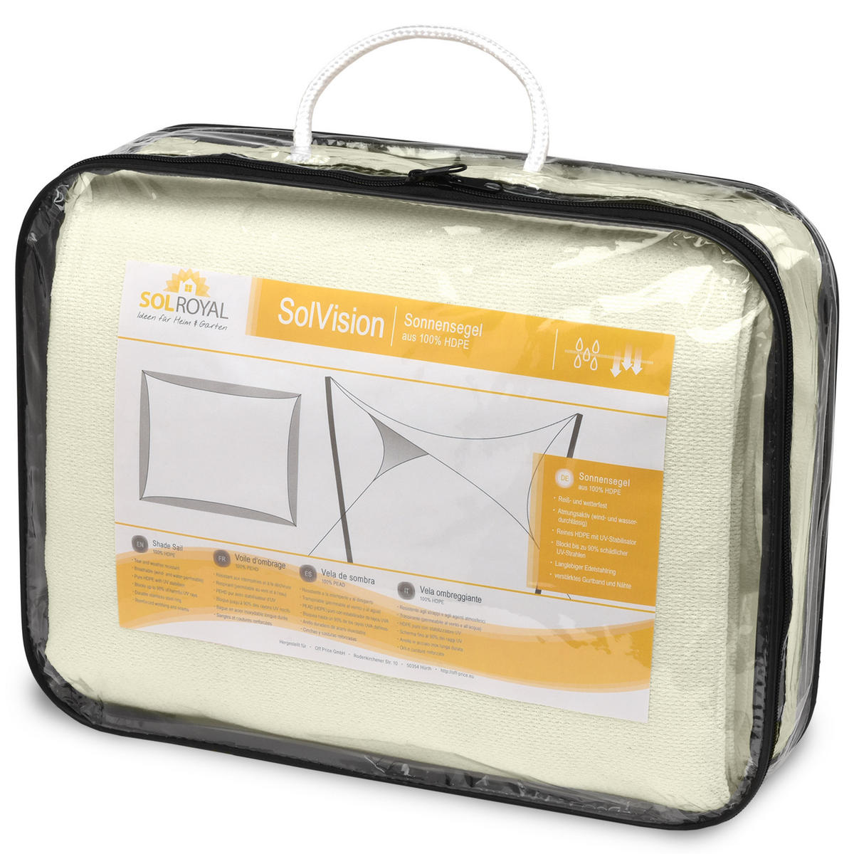 SONNENSEGEL SolVision HS9 200/200 cm rechteckig Creme HDPE - Creme, Kunststoff (200/200cm)