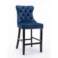 BARHOCKER DE-36292 2er-Set mit Knopfsteppung und Ziernieten Blau - Blau, Holz (50/95/65cm) - ComfortXL