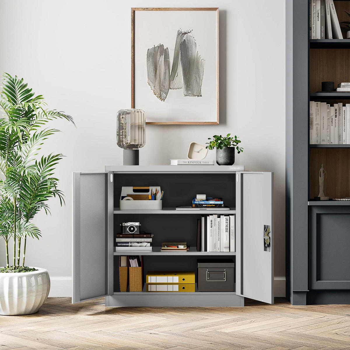 METALLSCHRANK Beata - Grau, Metall (90/93/40cm) - Jan Nowak