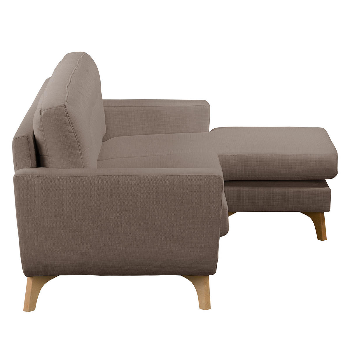 ECKSOFA mit Longchair - Strukturstoff - Cappuccino, Textil (208/150cm) - home24