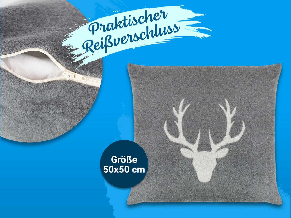 KISSENBEZUG, 2er-Set, 50x50 cm, 60% Baumwolle, 40% Polyacryl, Grau - Grau, Naturmaterialien (50/50cm) - Zollner