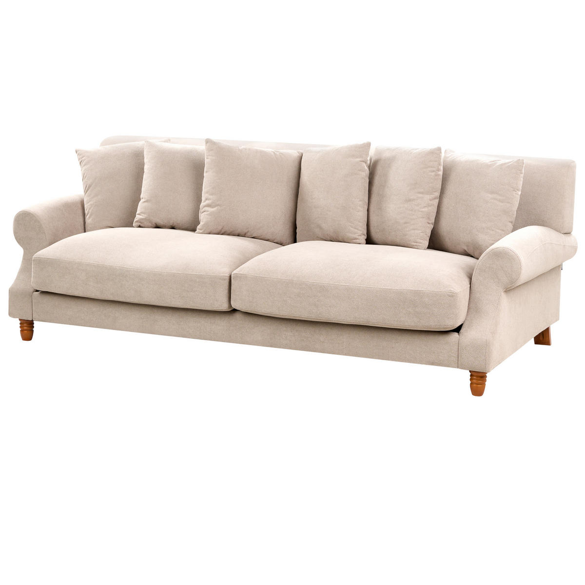 3-SITZER-SOFA beige Eike - Beige/Dunkelbraun, Textil (229/82/102cm) - Beliani