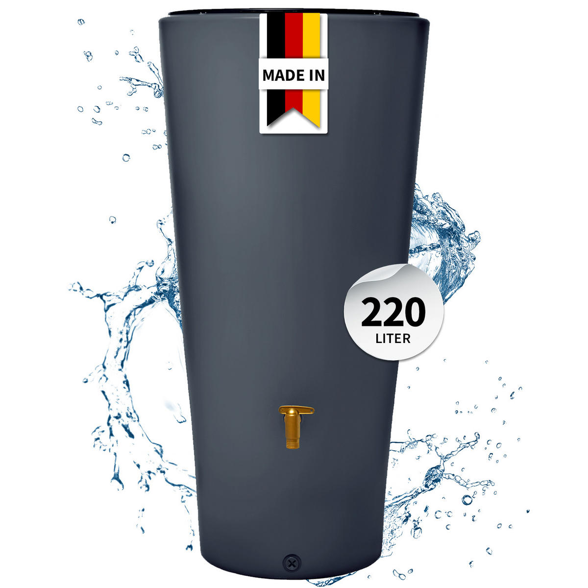 2IN1 Regentonne 220 L, graphite grey inkl. Pflanzschale - Grau, Kunststoff (58/120/58cm) - 4rain