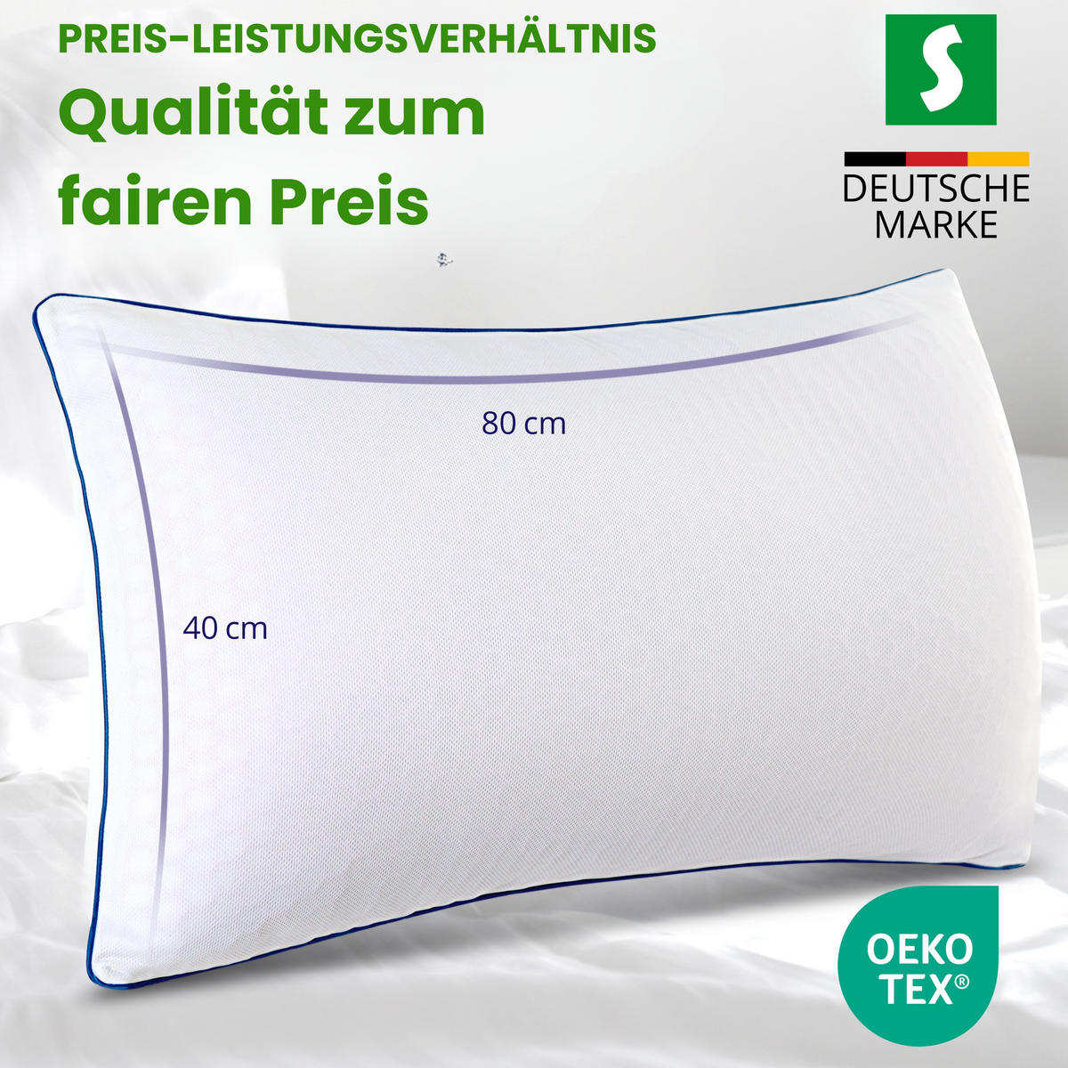 NACKENISSEN Memory Foam Kissen 40x80 - Weiß, Textil (40/80cm) - Schlaftroll