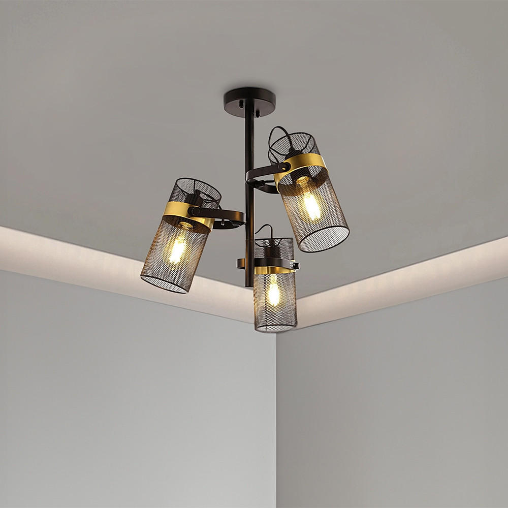 DECKENLEUCHTE LAMBA - Goldfarben/Schwarz, Metall (54.5/54.5/48cm) - Home Deluxe