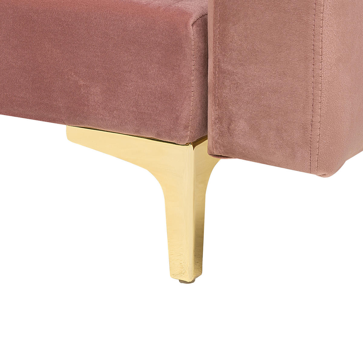 SCHLAFSOFA rechtsseitig mit Ottomane Samtstoff Rosa Aberdeen - Pink, Textil (267/168cm) - Beliani