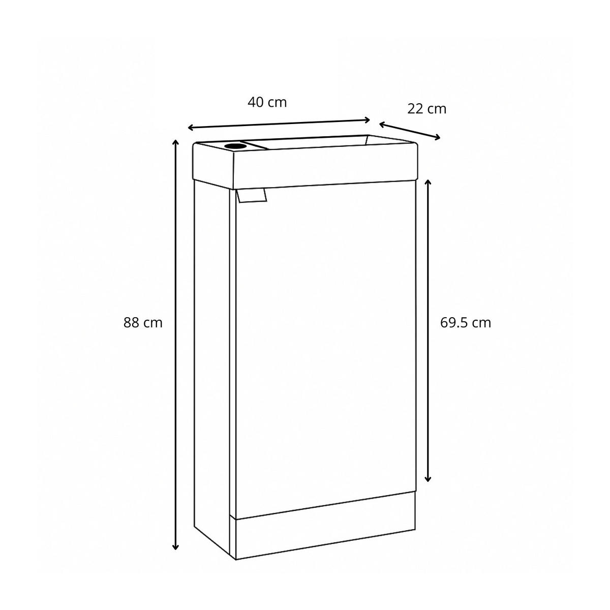 GÄSTE-WC-MÖBELSET Orion 2 Teile Eiche - 40 x 22 x 88 cm - Eichefarben, Holz (40/88/22cm) - Badplaats