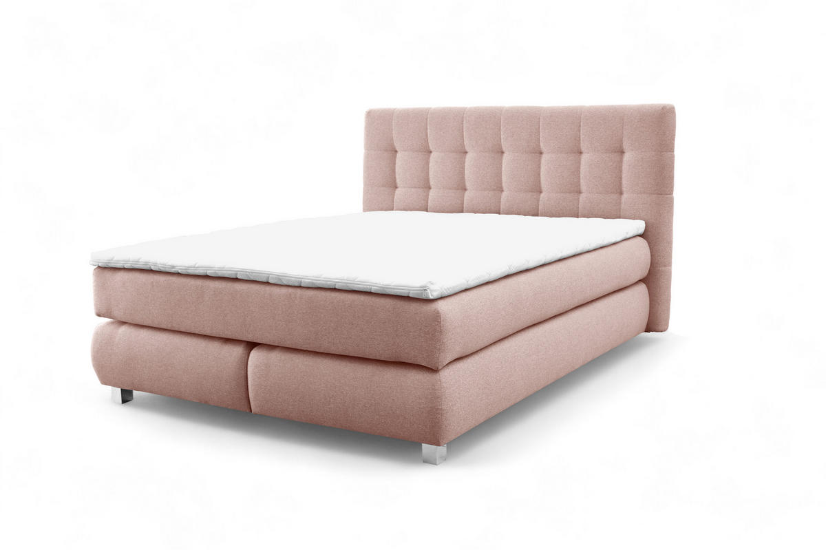 BOXSPRINGBETT BLAKE Bonellmatratze Topper 140x200 Puderrosa - Rosa, Holz (140/200cm) - Furnistar
