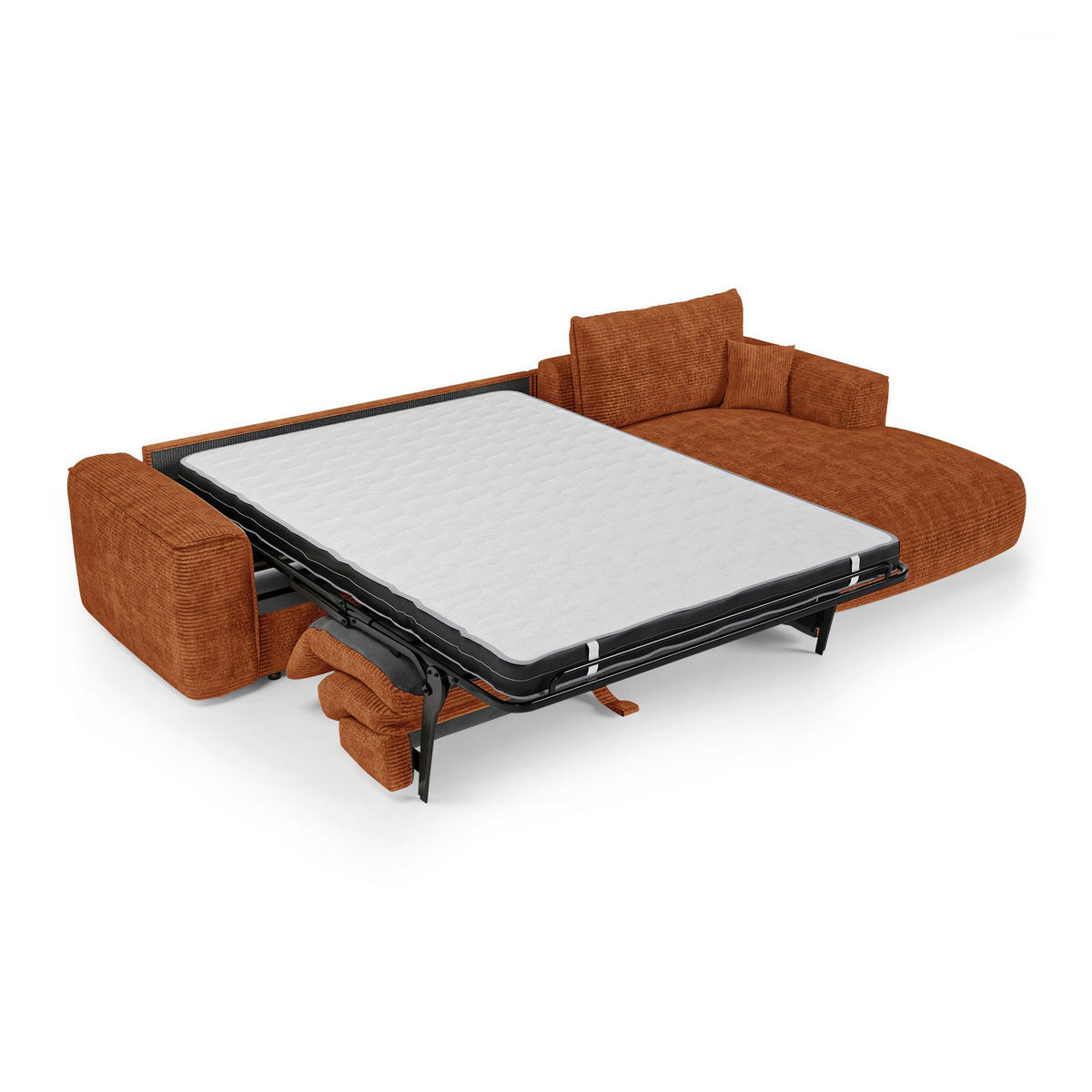 ECKSOFA rechtwinklig COMO Cord Terrakotta 300cm - Dunkelorange/Terracotta, Textil (300/165cm) - Premium Interiors