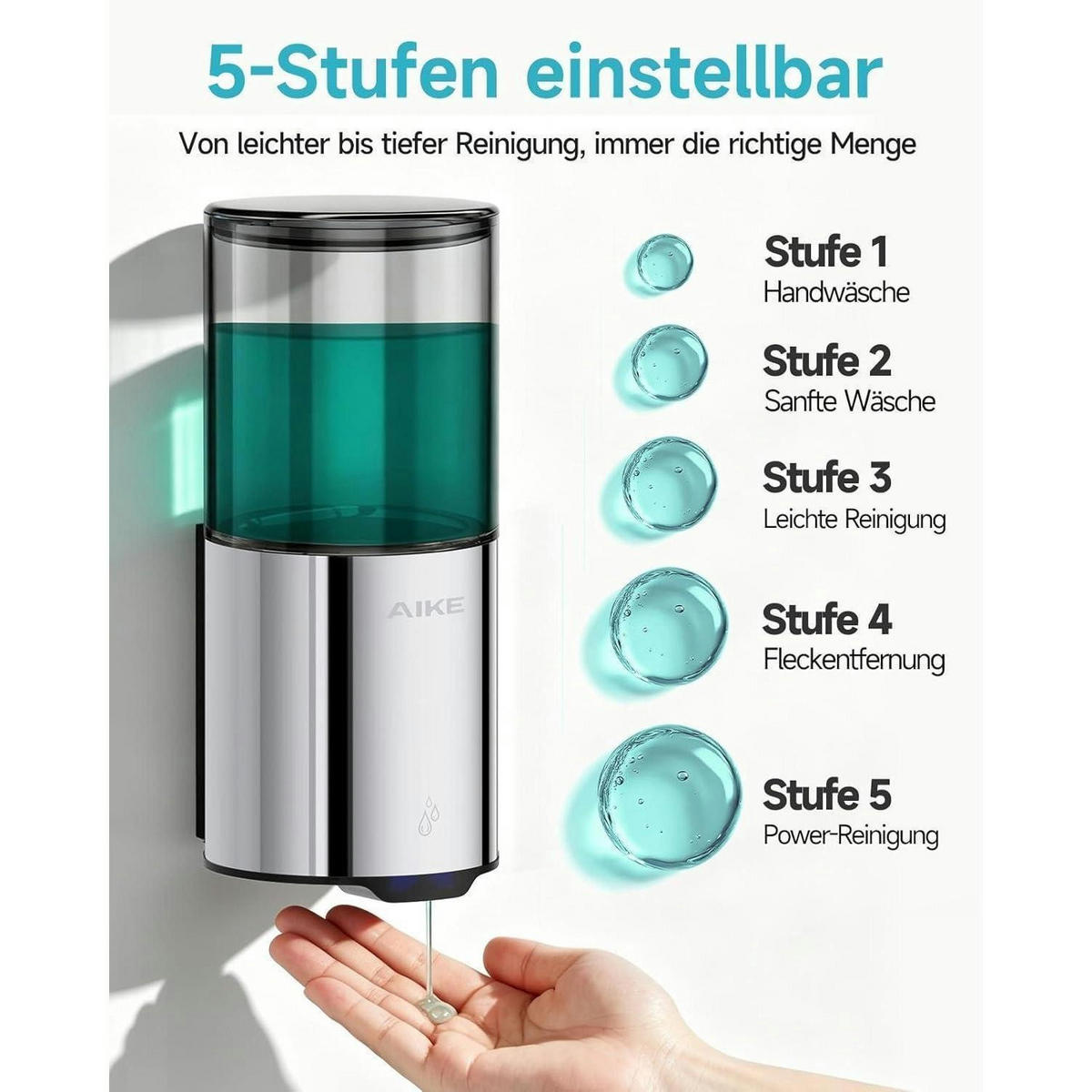 AUTOMATISCHER Seifenspender Wandmontage 400ml Edelstahl Poliert - Silberfarben, Metall (8/19/8.5cm)