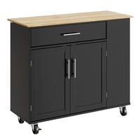 KUCHYŇSKÝ vozík s dřevěnou deskou a úložným prostorem - barva javoru, kožešina (99/84.3/40cm) - SoBuy