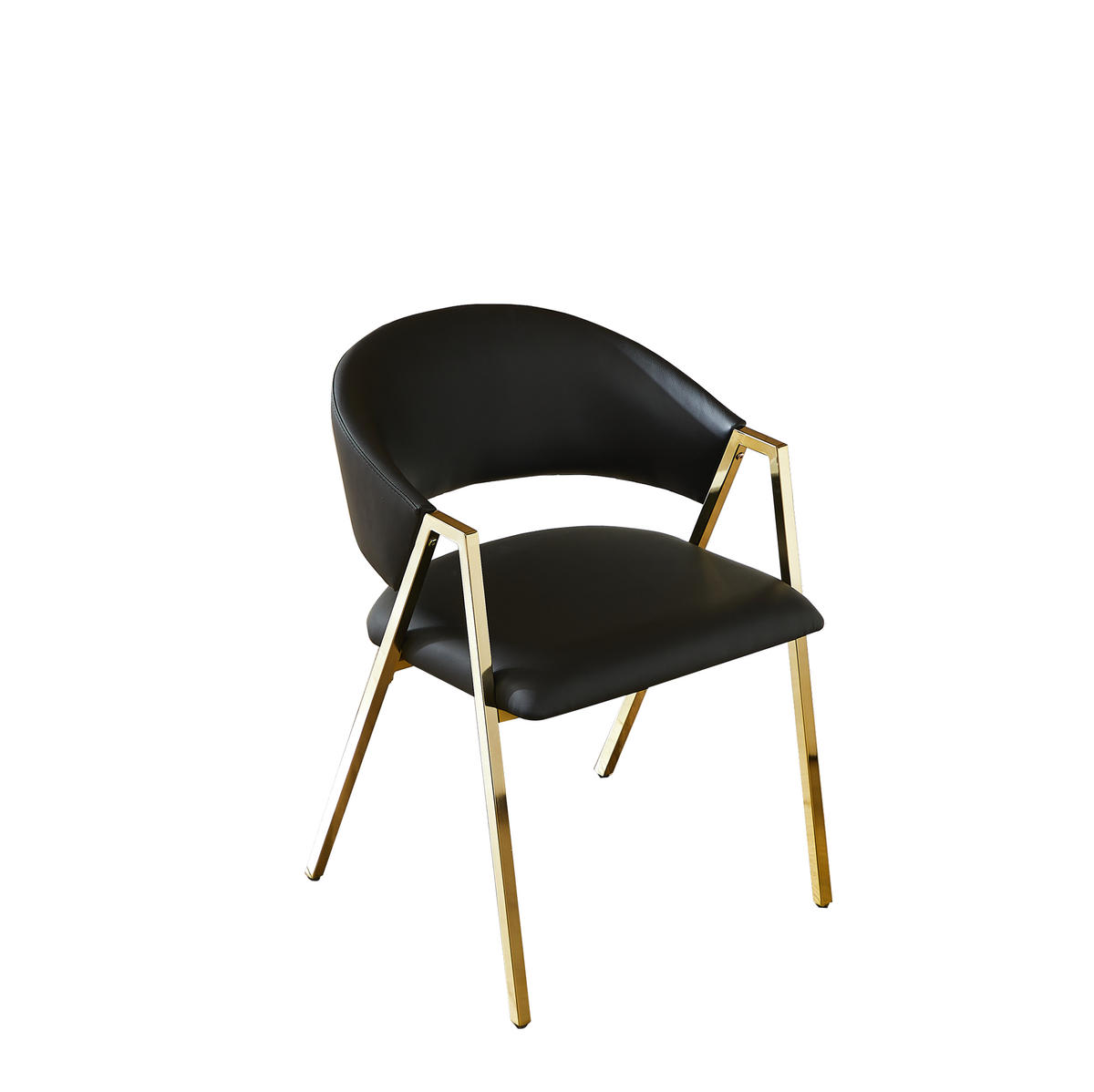 ESSZIMMERSTUHL 2er-Set mit Rückenlehne PU-Leder Schwarz Gold - Schwarz, Metall (56/77/59cm) - Meubliv