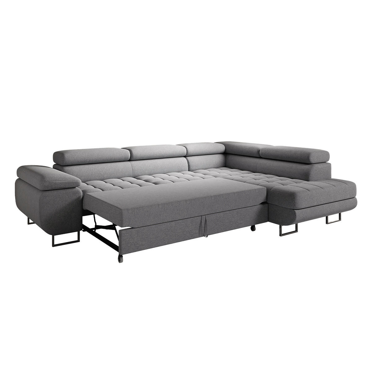 ECKSOFA Eden 4 Sitzplätze Anthrazitgrau - Grau, Holzwerkstoff (271/201cm) - Petits-meubles