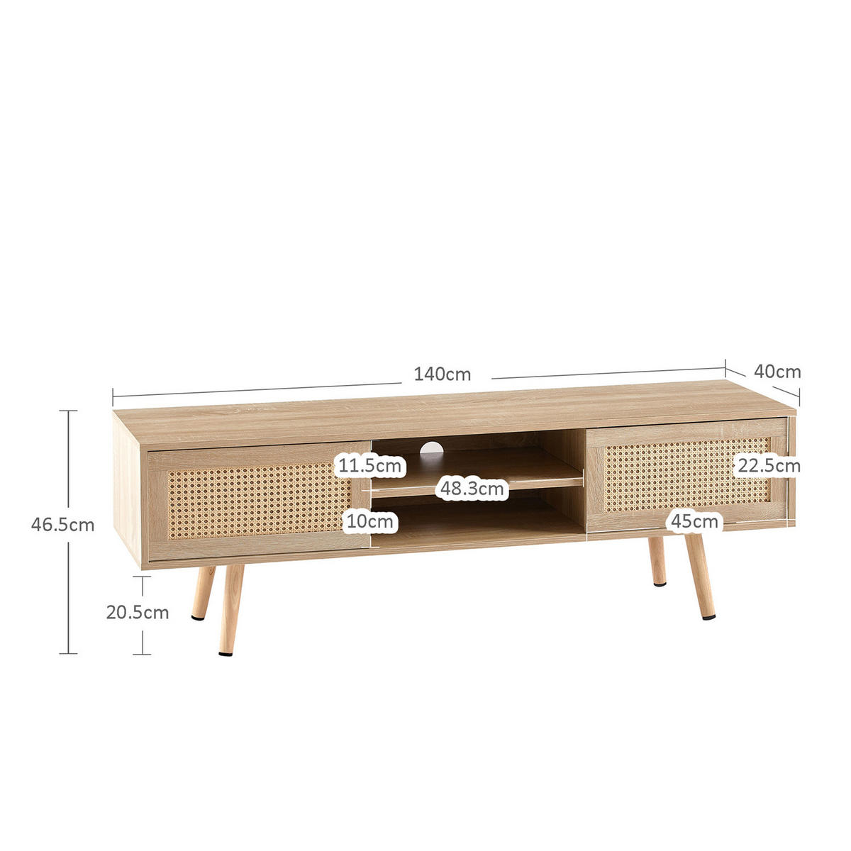 TV-SCHRANK Naturholzoptik mit Schiebetüren - Naturfarben, Holz (140/46.5/40cm) - Kaket