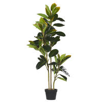 KUNSTPFLANZE Grün Ficus Elastica - Schwarz/Grün, Kunststoff (134cm) - Beliani