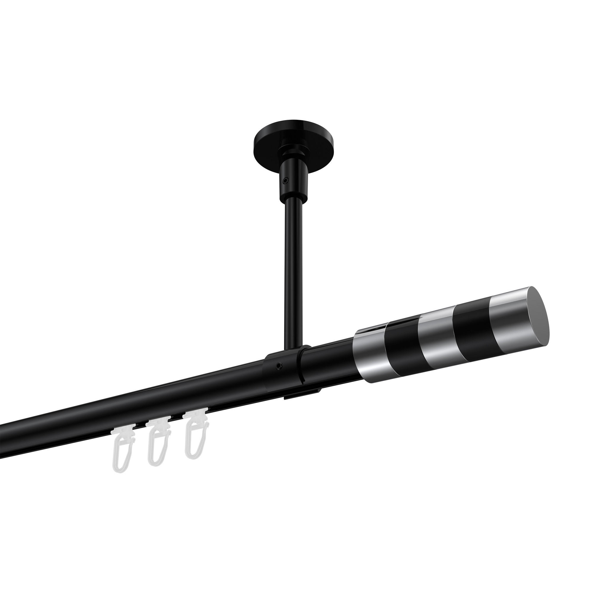 GARDINENSTANGE INNENLAUF Sonette Mavell 520 cm (geteilt in 4 x 130 cm), 1-läufig, 20 mm Ø Schwarz - Chromfarben/Schwarz, Metall (520cm) - INTERDECO