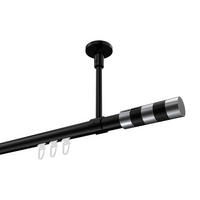 GARDINENSTANGE INNENLAUF Sonette Mavell 520 cm (geteilt in 4 x 130 cm), 1-läufig, 20 mm Ø Schwarz - Chromfarben/Schwarz, Metall (520cm) - INTERDECO