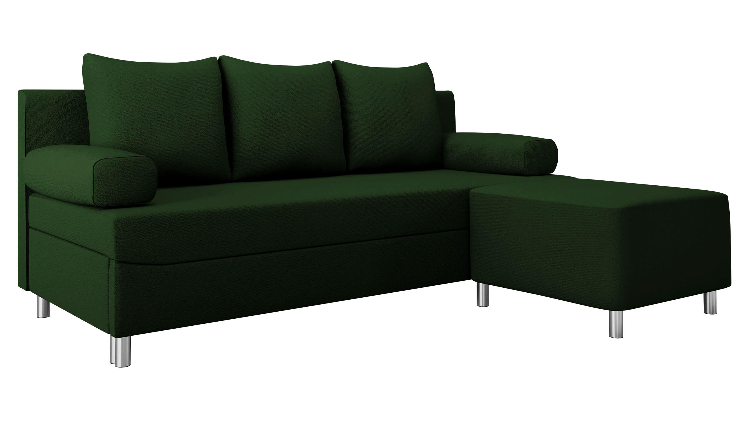 SCHLAFSOFA Dover mit Polsterhocker - Chromfarben/Grün, Holz/Kunststoff (192/80cm) - MIRJAN24