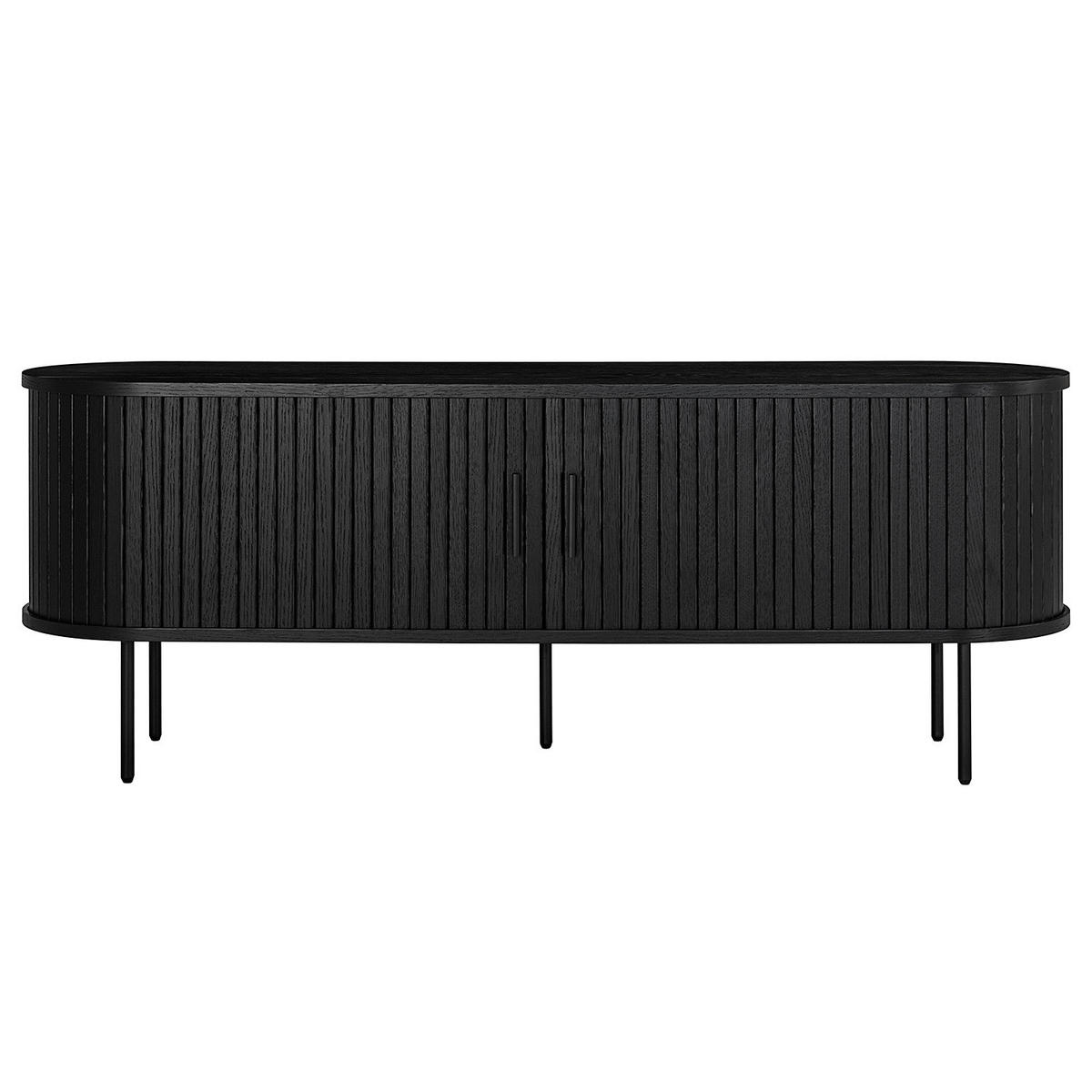 TV-LOWBOARD - MDF / Metall - Eiche - Eichefarben/Schwarz, Holzwerkstoff/Metall (150/55/40cm) - home24