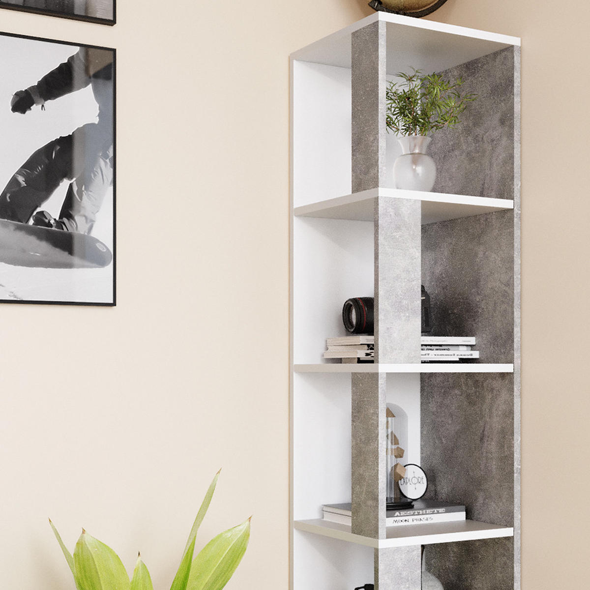 ECKREGAL Lio Beton 33.3 x 162.2 cm - Grau, Holzwerkstoff (33.3/162.2/33.3cm) - Vicco
