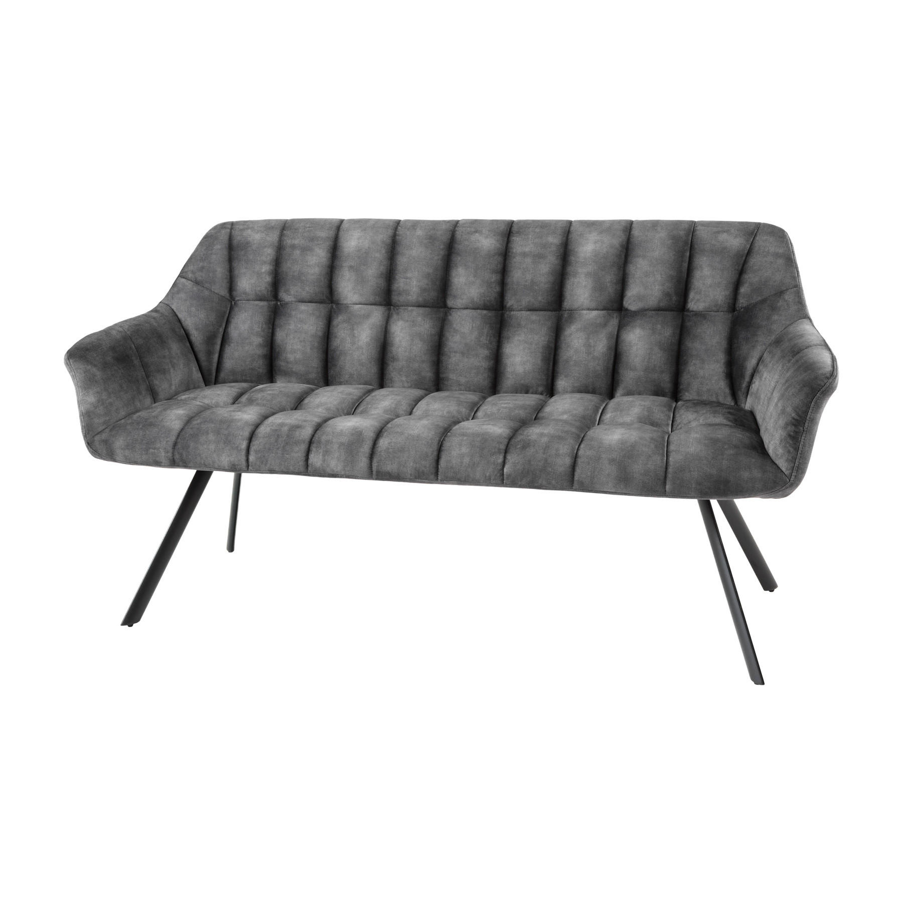 SITZBANK PAPILLON Samt Grau 165 cm - Schwarz/Grau, Textil/Metall (165/85/65cm) - riess-ambiente