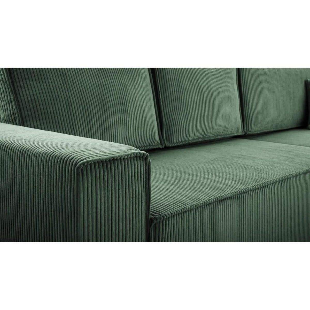 WOHNLANDSCHAFT Parys U mit Schlaffunktion grün - Schwarz/Grün, Kunststoff/Textil (390/70/185cm) - Beautysofa
