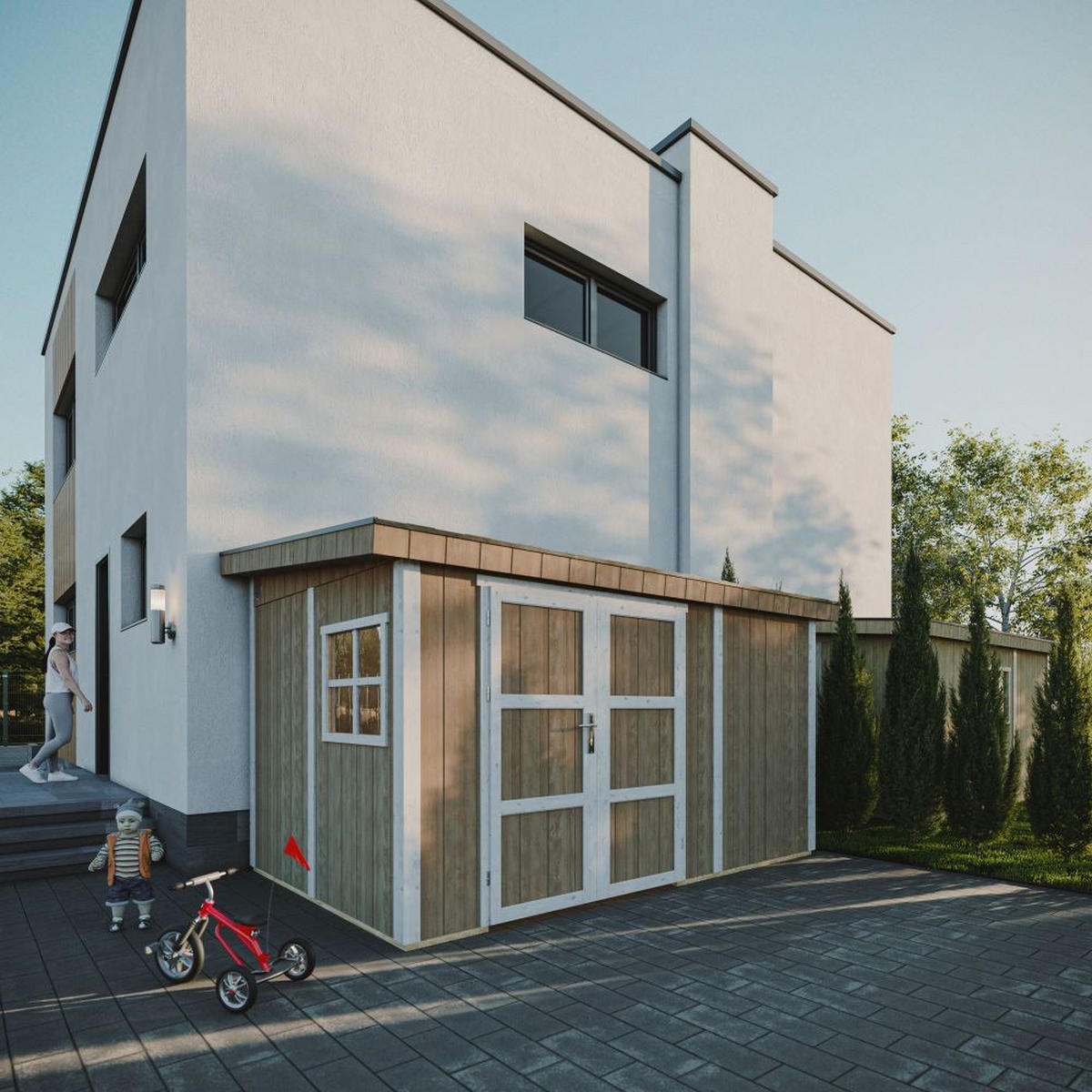 GARTENHAUS 8,68 m² - H231x248x412 cm - Ohne Boden und Seitenwand – M939B-TERRA BROWN - Hellbraun, Holz (236/231/368cm) - Timbela