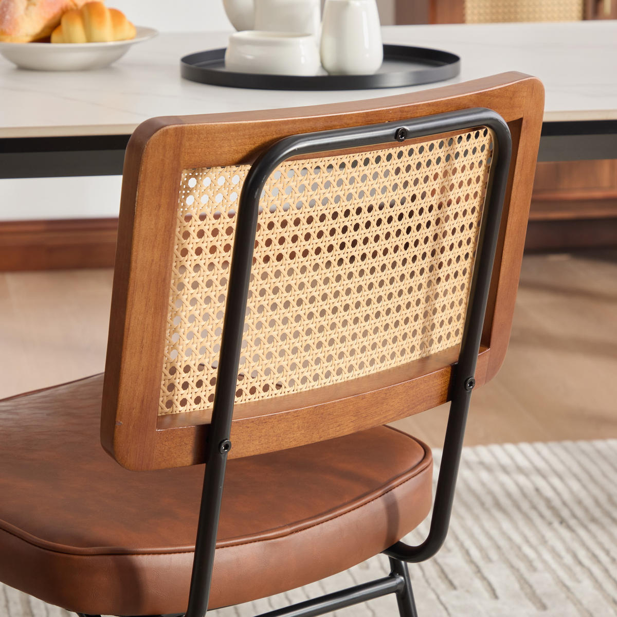 STÜHLE 2er-Set Esszimmerstuhl,Massivholz,PU,Braun - Braun, Textil (47/82/58cm) - LVHOM
