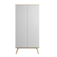 KLEIDERSCHRANK mit Kleiderstange, 8 Regalen, und 2 Türen, L100 x H207cm - Nature - Weiß, Holzwerkstoff (100/207.5/58cm) - Calicosy