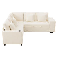 ECKSOFA 220/205/86,5 cm beige aus Chenille mit Schlaffunktion - Beige, Textil (205/220cm) - OKWISH