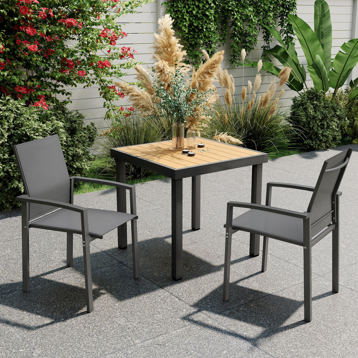 GARTENSTUHL Grau 2 Stück - Grau, Metall (56/89/58cm) - GiPP