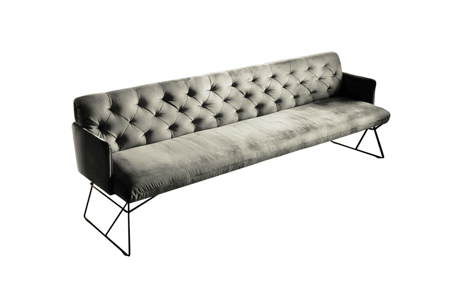 ESSZIMMERBANK CHARME Silber Velvet - Silberfarben, Textil (166/85/68cm) - KAWOLA