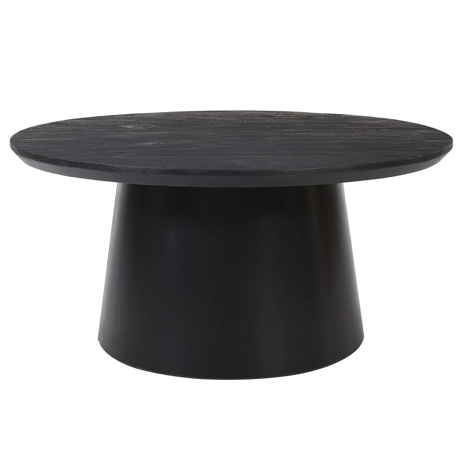 HOME24 Couchtisch Pehari - Schwarz/Akaziefarben, Holz/Metall (80/80/40cm) - home24