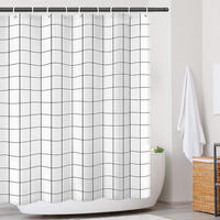 DUSCHVORHANG schnelltrocknend beschwerter Saum Polyester mit Haken - Weiß, Kunststoff (200/180cm) - MCBOSON