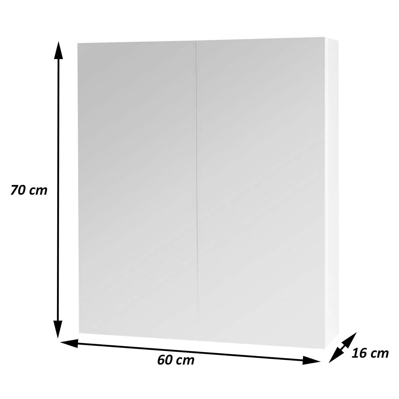SPIEGELSCHRANK B19B Hochglanz Grau - Grau, Holz (60/70/16cm) - MCW