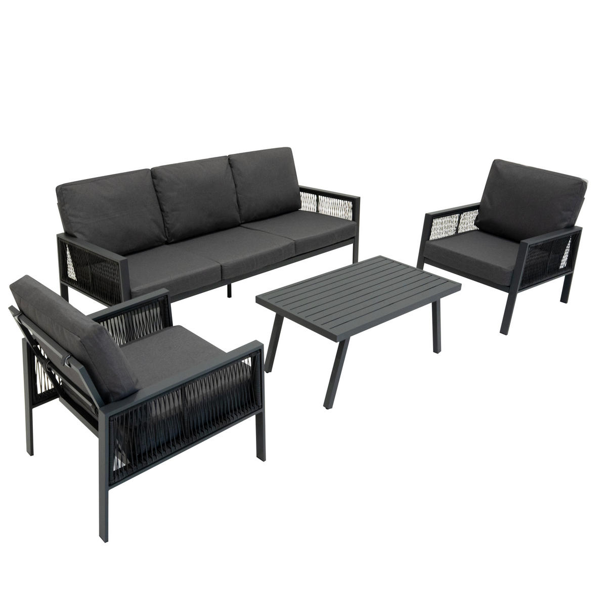 SOFAGARNITUR 4-teilige Aluminium Anthrazitgrau - Anthrazit, Metall