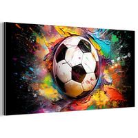 KOVOVÝ OBRAZ Futbal - Farba - Farby - Čierna - Biela 80x40 cm - biela, kov (80/40cm) - MuchoWow
