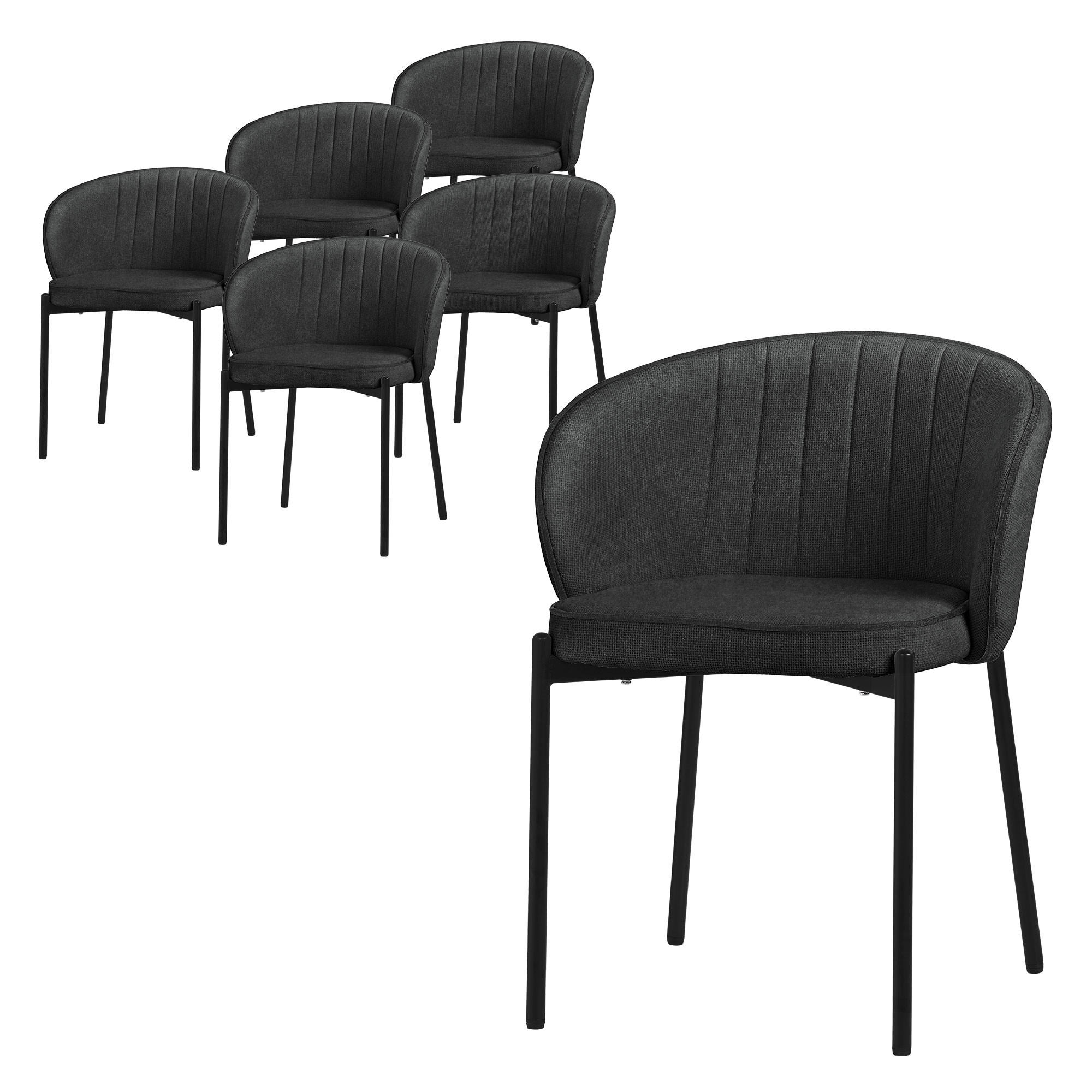 ML-DESIGN JÍDELNÍ ŽIDLE, sada 6 ks, antracitová