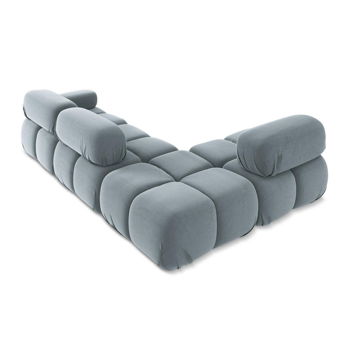 ECKSOFA Links Samt Stoff Blau - Blau/Schwarz, Kunststoff/Textil (190/285cm) - LaMiaSofa