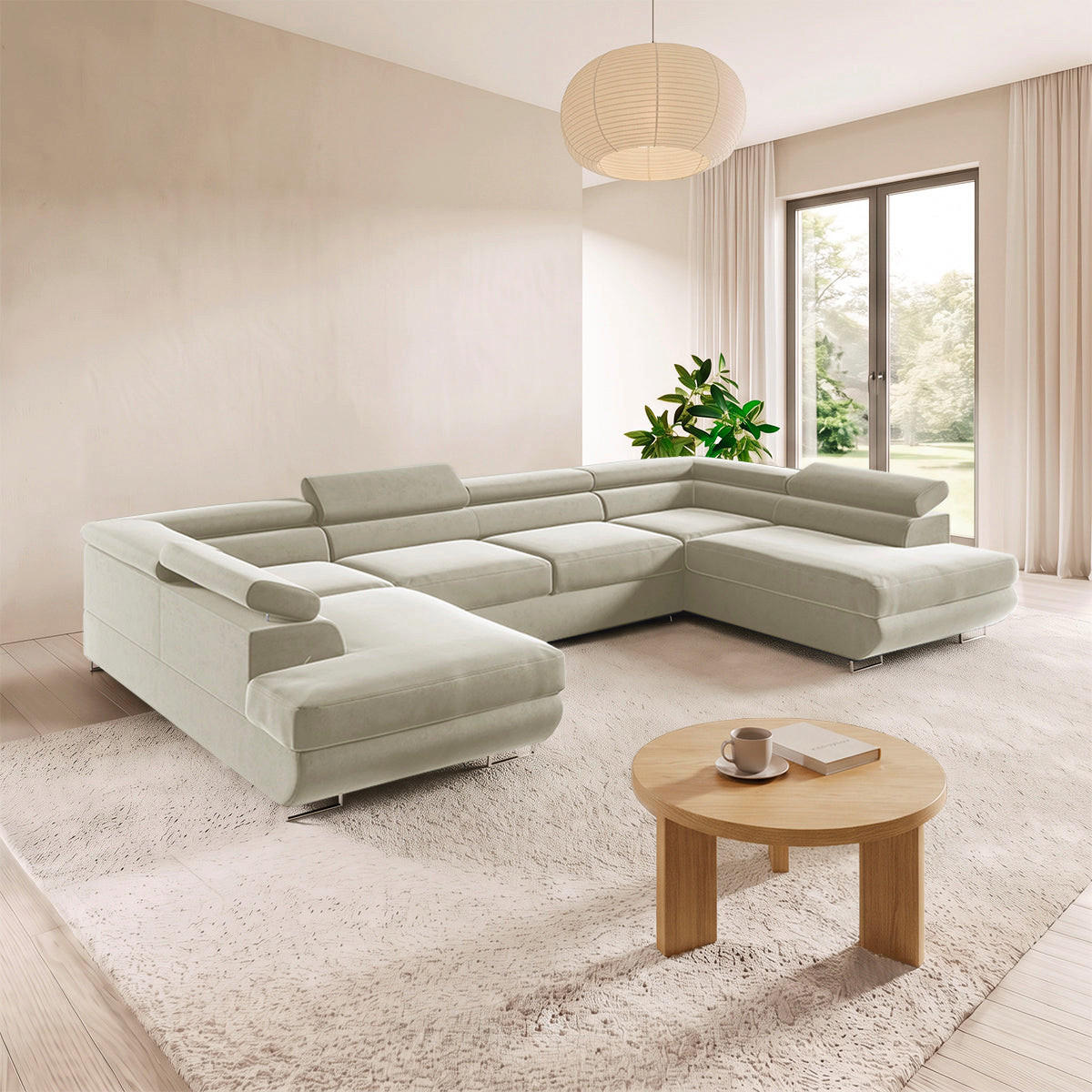 PANORAMASOFA Lyam 5 Sitzplätze Beige - Beige, Textil (335/72/201cm) - Petits-meubles
