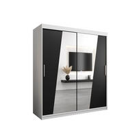 SCHWEBETÜRENSCHRANK 200/180/62 2-türig - Silberfarben/Schwarz, Holz/Kunststoff (180/200/62cm) - Abiks Möbel