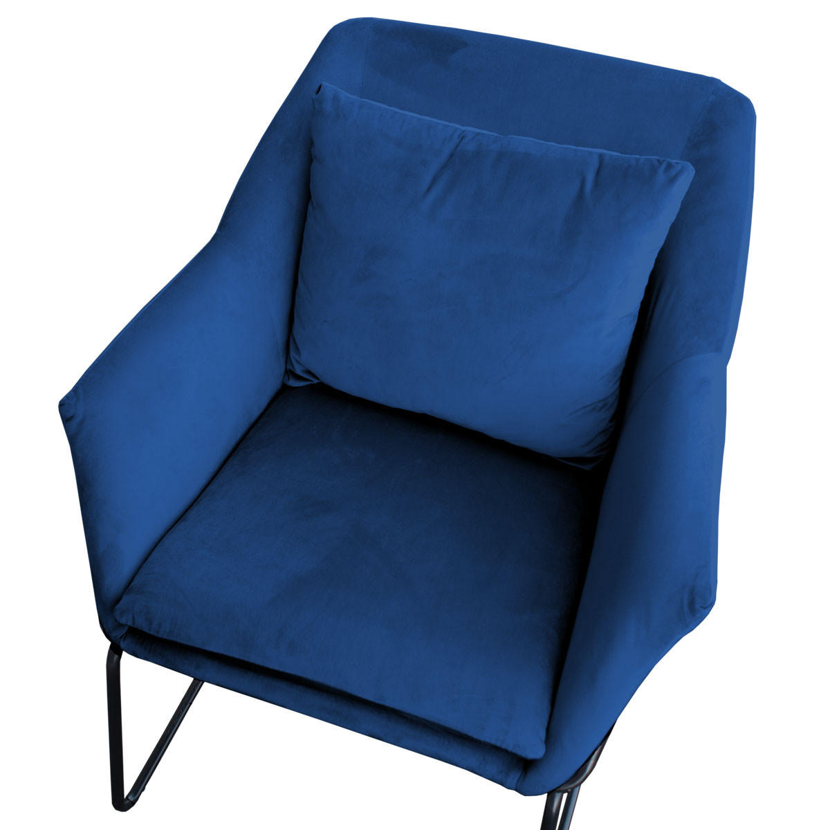 LOUNGESESSEL JOSIE Samtbezug Blau - Blau/Schwarz, Textil/Metall (68/82/64cm) - SVITA