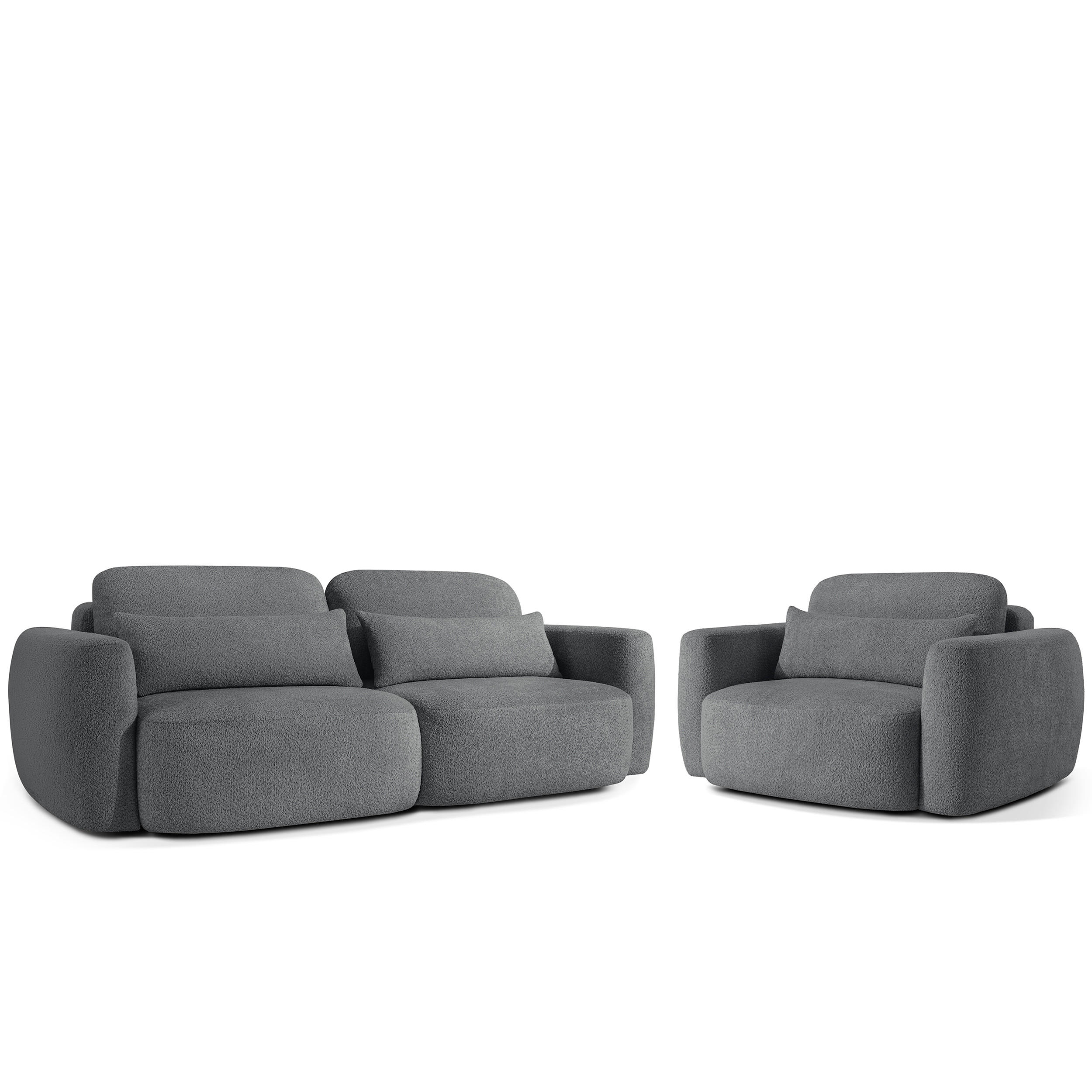 SITZGARNITUR ELOSA - Dunkelgrau, Holz/Textil (245/85/115cm) - KONSIMO®