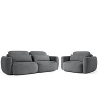 SITZGARNITUR ELOSA - Dunkelgrau, Holz/Textil (245/85/115cm) - KONSIMO®