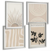 BILDER SET 4er Set - 50x50 cm & 40x60 cm Silberner Rahmen - Abstrakte Pflanzenmuster - Silberfarben, Kunststoff (50/50cm) - TULUP